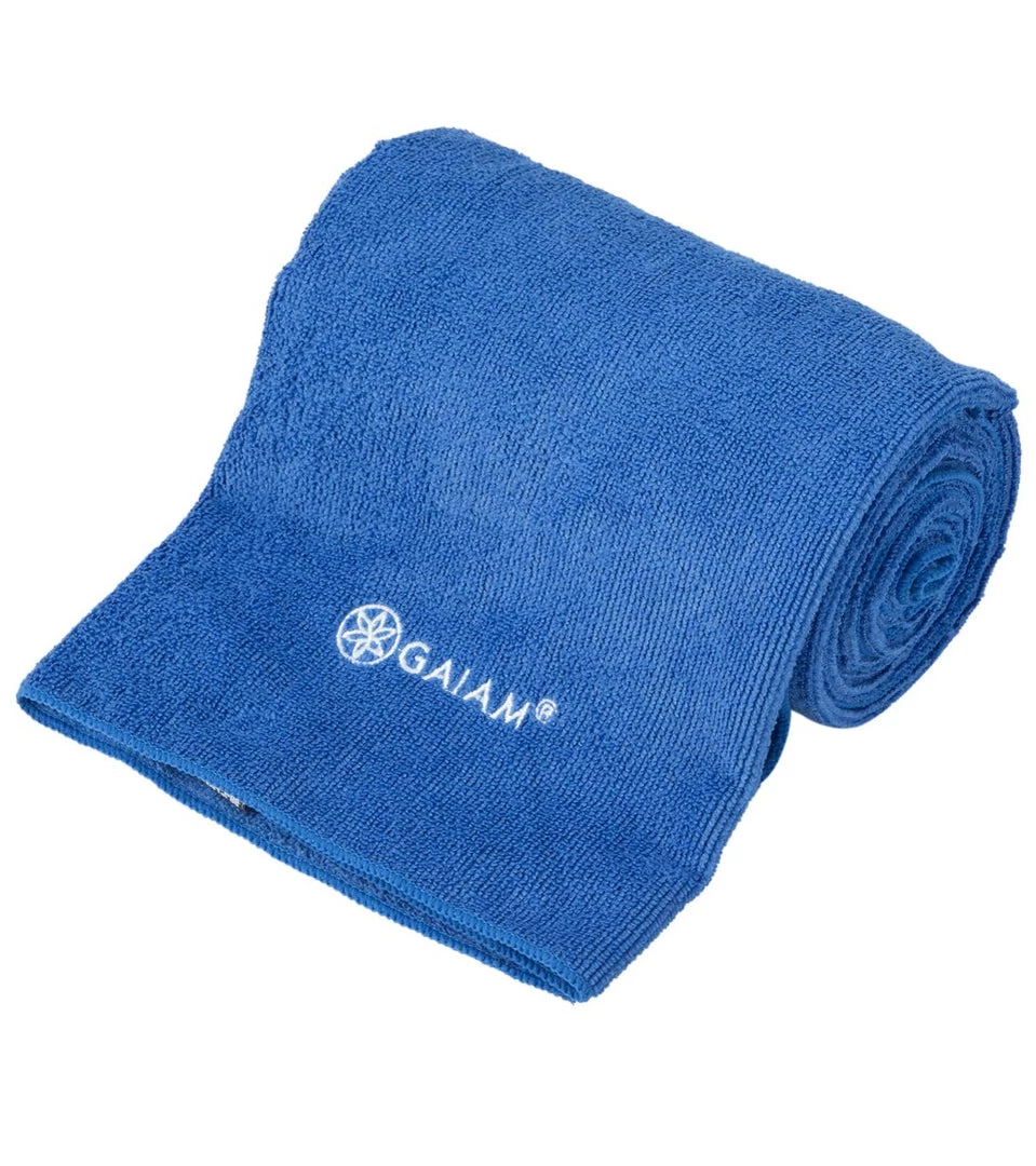 Gaiam Thirsty Yoga Mat Towel Blue YOGA MATS & PROPS 4 Gaiam Thirsty Yoga Mat Towel Blue YOGA MATS & PROPS