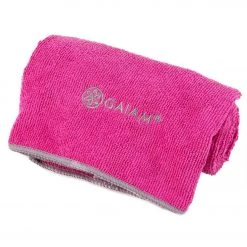Gaiam Thirsty Yoga Hand Towel Fuchsia Red/Frost Grey YOGA MATS & PROPS