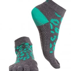 Toesox Ankle Length Full-Toe Yoga Grip Socks Wild Love Emerald