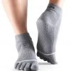 Toesox Ankle Length Full-Toe Yoga Grip Socks Grey
