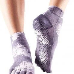 Toesox Ankle Length Full-Toe Yoga Grip Socks Nightshade