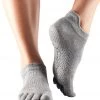 CLOTHING Toesox Low Rise Full-Toe Yoga Grip Socks Heather Gray