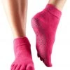 CLOTHING Toesox Ankle Length Full-Toe Yoga Grip Socks Fuchsia