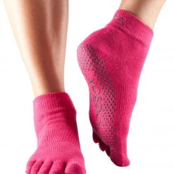 CLOTHING Toesox Ankle Length Full-Toe Yoga Grip Socks Fuchsia