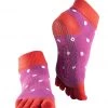 Toesox Ankle Length Full-Toe Yoga Grip Socks Poppy Polka