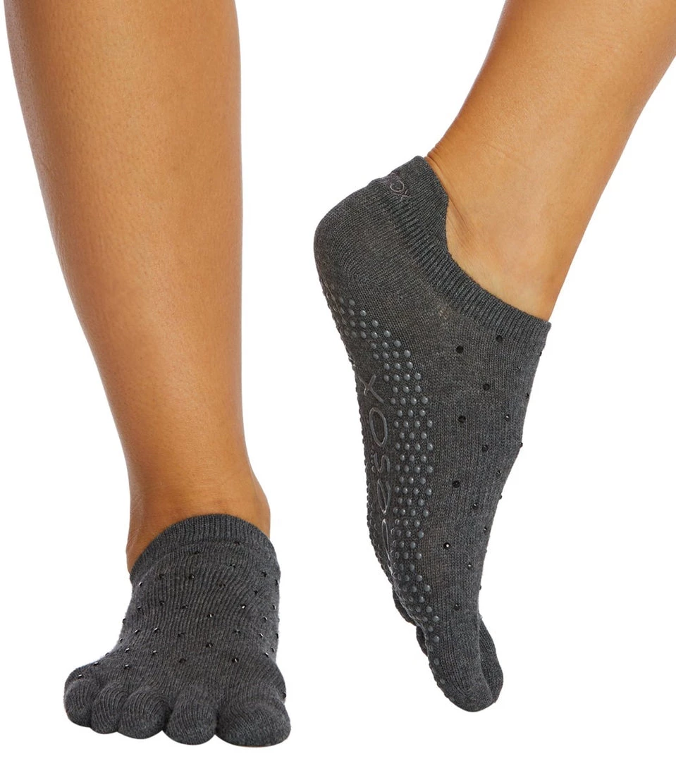 Toesox Low Rise Full-Toe Yoga Grip Socks Sultry CLOTHING 3 Toesox Low Rise Full-Toe Yoga Grip Socks Sultry CLOTHING
