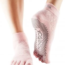 Toesox Ankle Length Full-Toe Yoga Grip Socks Fishnet Kiss