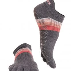 Toesox Low Rise Full-Toe Yoga Grip Socks Sunset Stripe