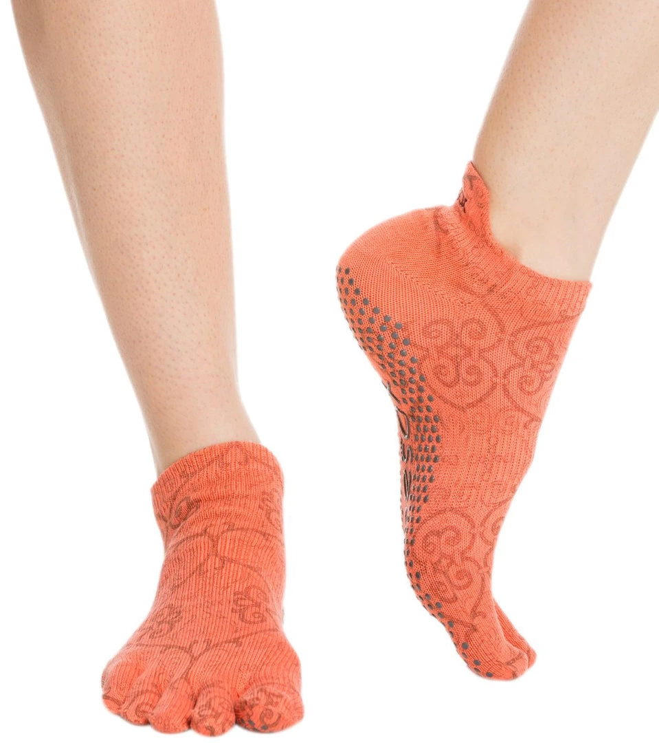 Toesox Low Rise Full-Toe Yoga Grip Socks Mandarin CLOTHING 5 Toesox Low Rise Full-Toe Yoga Grip Socks Mandarin CLOTHING
