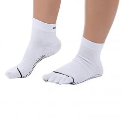 Toesox Ankle Length Full-Toe Yoga Grip Socks White