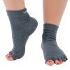 Toesox Ankle Length Half-Toe Yoga Grip Socks Grey