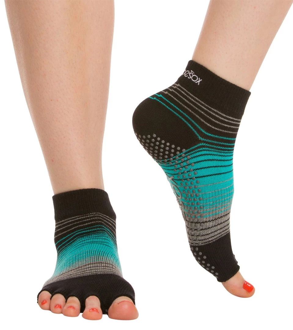 Toesox Ankle Length Half-Toe Yoga Grip Socks Moonlight Jade CLOTHING 3 Toesox Ankle Length Half-Toe Yoga Grip Socks Moonlight Jade CLOTHING