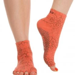 Toesox Ankle Length Half-Toe Yoga Grip Socks Mandarin CLOTHING