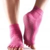 Toesox Ankle Length Half-Toe Yoga Grip Socks Hot Pink
