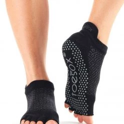 Toesox Low Rise Half-Toe Yoga Grip Socks Onyx