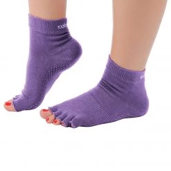 CLOTHING Toesox Ankle Length Half-Toe Yoga Grip Socks Light Purple