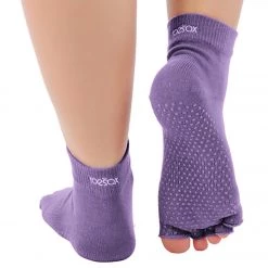 CLOTHING Toesox Ankle Length Half-Toe Yoga Grip Socks Light Purple