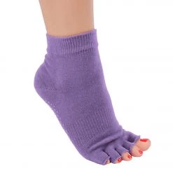 CLOTHING Toesox Ankle Length Half-Toe Yoga Grip Socks Light Purple