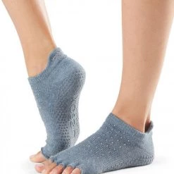 Toesox Low Rise Half-Toe Yoga Grip Socks Baltic
