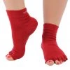 Toesox Ankle Length Half-Toe Yoga Grip Socks Red 2 Toesox Ankle Length Half-Toe Yoga Grip Socks Red