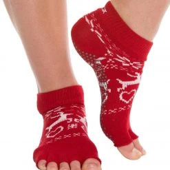 CLOTHING Toesox Ankle Length Half-Toe Yoga Grip Socks Oh Deer