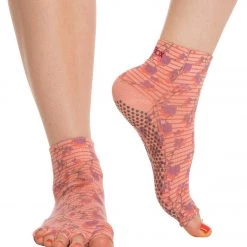 Toesox Ankle Length Half-Toe Yoga Grip Socks Cherry Blossom CLOTHING