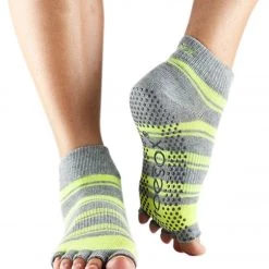 Toesox Ankle Length Half-Toe Yoga Grip Socks Lemon Tree 7 Toesox Ankle Length Half-Toe Yoga Grip Socks Lemon Tree