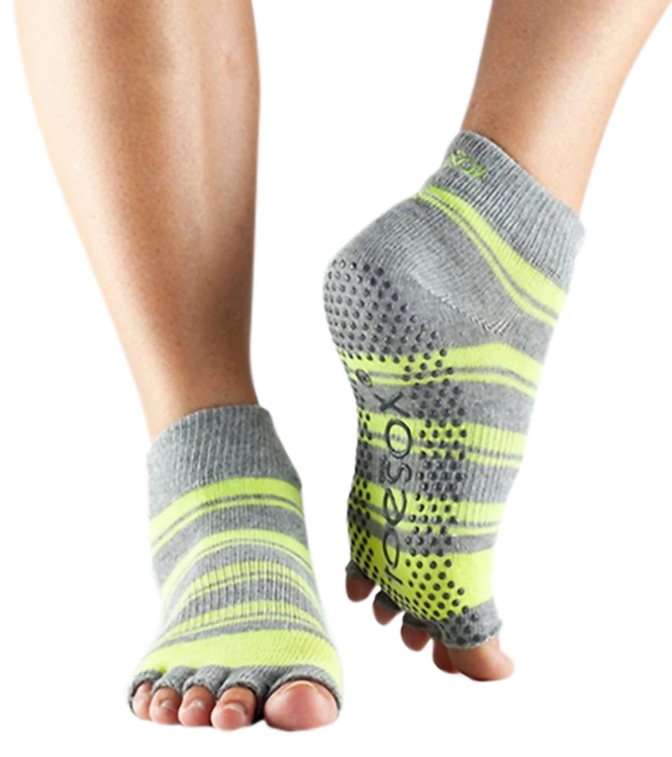Toesox Ankle Length Half-Toe Yoga Grip Socks Lemon Tree 5 Toesox Ankle Length Half-Toe Yoga Grip Socks Lemon Tree