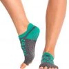 Toesox Low Rise Half-Toe Yoga Grip Socks Wild Love Emerald CLOTHING