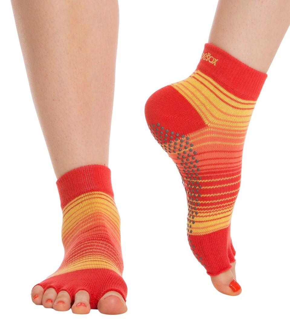 Toesox Ankle Length Half-Toe Yoga Grip Socks Sunrise CLOTHING 3 Toesox Ankle Length Half-Toe Yoga Grip Socks Sunrise CLOTHING
