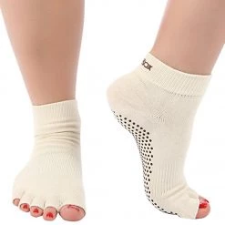 Toesox Ankle Length Half-Toe Yoga Grip Socks Undyed CLOTHING