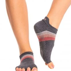 Toesox Low Rise Half-Toe Yoga Grip Socks Sunset Stripe