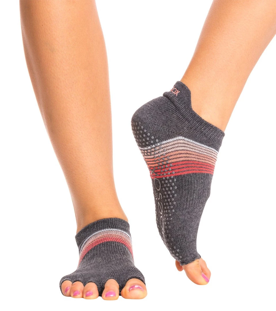 Toesox Low Rise Half-Toe Yoga Grip Socks Sunset Stripe 5 Toesox Low Rise Half-Toe Yoga Grip Socks Sunset Stripe