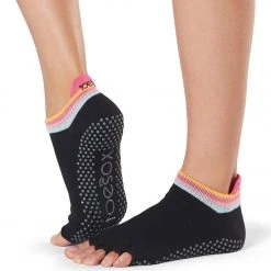 Toesox Low Rise Half-Toe Yoga Grip Socks Retro