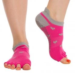 CLOTHING Toesox Low Rise Half-Toe Yoga Grip Socks Heart Throb