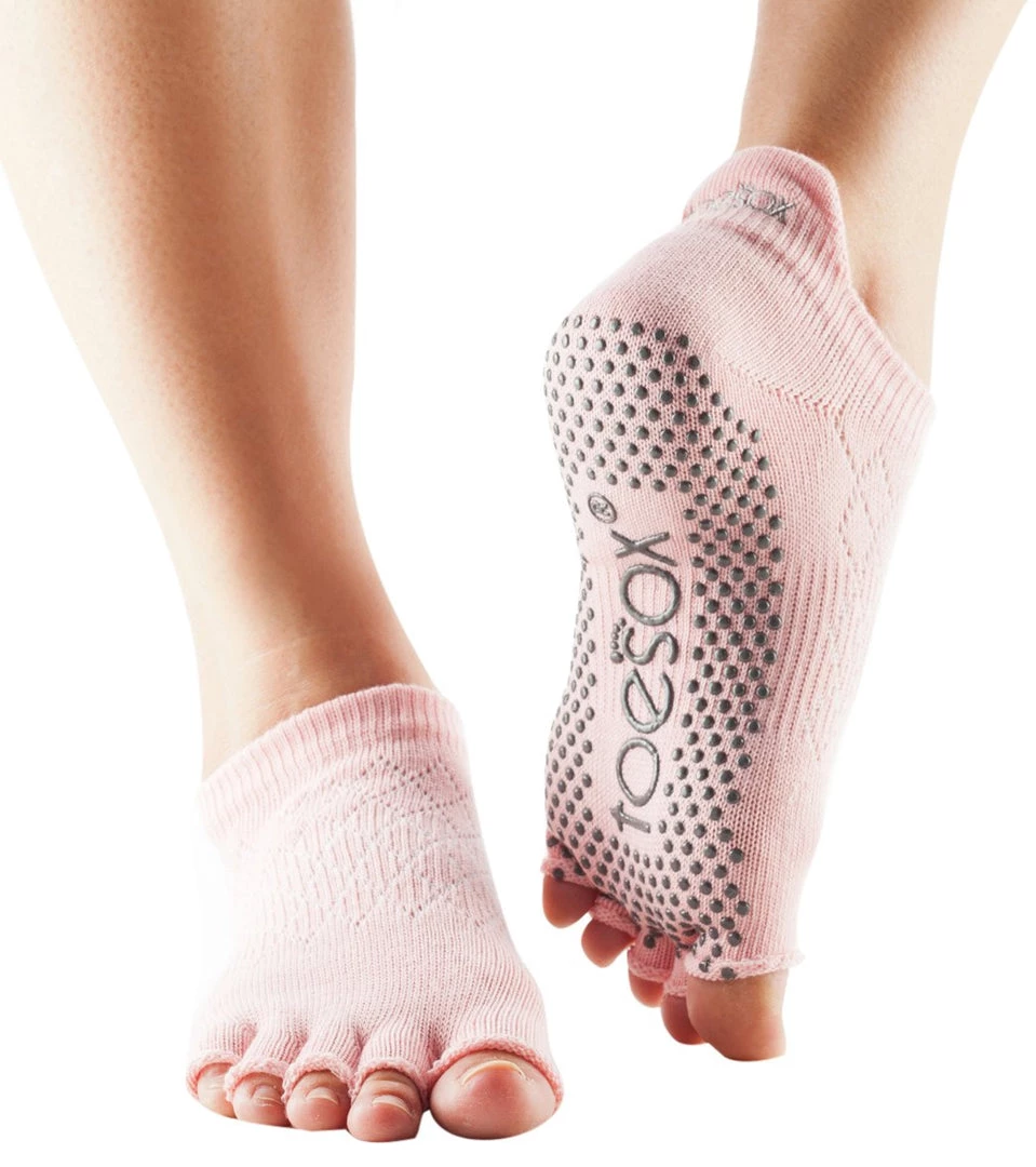 Toesox Low Rise Half-Toe Yoga Grip Socks Fishnet Kiss 5 Toesox Low Rise Half-Toe Yoga Grip Socks Fishnet Kiss
