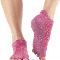 Toesox Low Rise Half-Toe Yoga Grip Socks Ruby CLOTHING