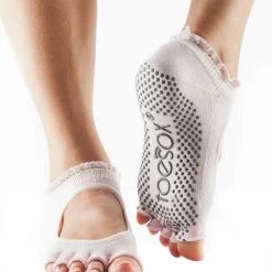Toesox Bella Half-Toe Yoga Grip Socks Sweet Pea