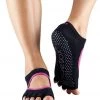Toesox Bella Half-Toe Yoga Grip Socks Black Rose CLOTHING