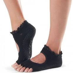 Toesox Bella Half-Toe Yoga Grip Socks Midnight Lace