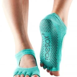 Toesox Bella Half-Toe Yoga Grip Socks Fishnet Lagoon