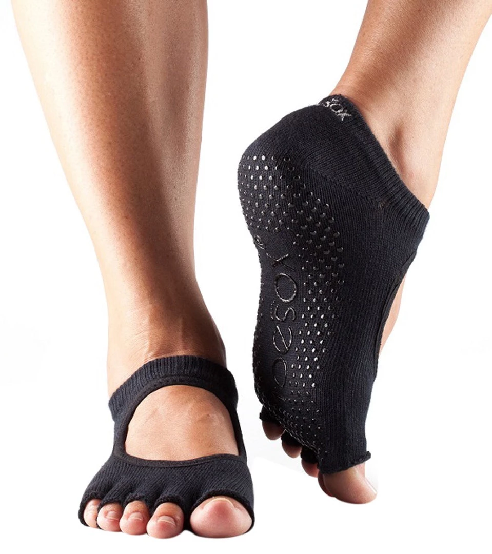 CLOTHING Toesox Bella Half-Toe Yoga Grip Socks Black 3 CLOTHING Toesox Bella Half-Toe Yoga Grip Socks Black