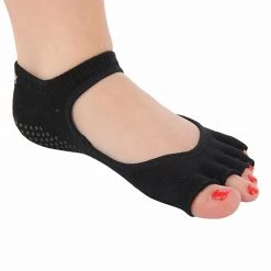 CLOTHING Toesox Bella Half-Toe Yoga Grip Socks Black 13 CLOTHING Toesox Bella Half-Toe Yoga Grip Socks Black
