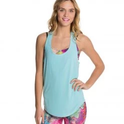 CLOTHING Onzie Lightweight Glossy Flow Yoga Tank Top Aqua