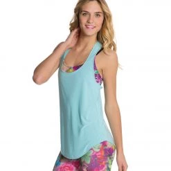 CLOTHING Onzie Lightweight Glossy Flow Yoga Tank Top Aqua