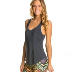 Onzie Lightweight Glossy Flow Yoga Tank Top Charcoal CLOTHING