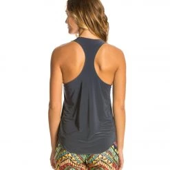 Onzie Lightweight Glossy Flow Yoga Tank Top Charcoal CLOTHING