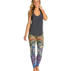 Onzie Lightweight Glossy Flow Yoga Tank Top Charcoal CLOTHING
