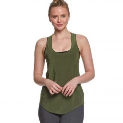 Onzie Lightweight Glossy Flow Yoga Tank Top Moss
