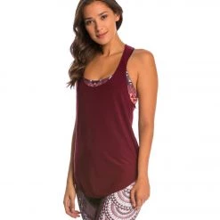 Onzie Lightweight Glossy Flow Yoga Tank Top Burgundy CLOTHING
